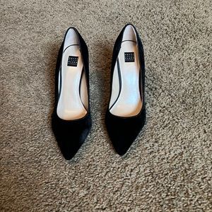 White House Black Market, Black Velvet heels, Size 8 1/2